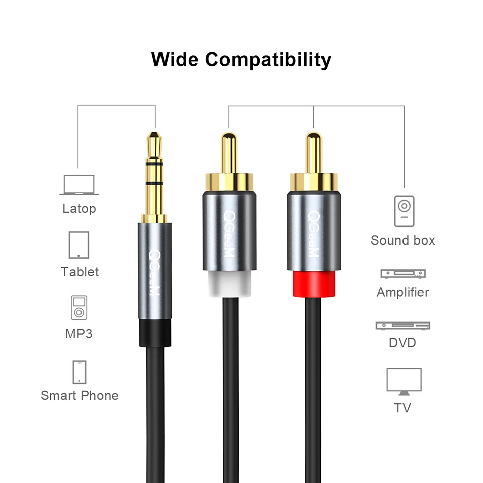 QGeeM RCA Cable 2RCA to 3.5 Au - đánh giá và giá Cable Extension 3.5