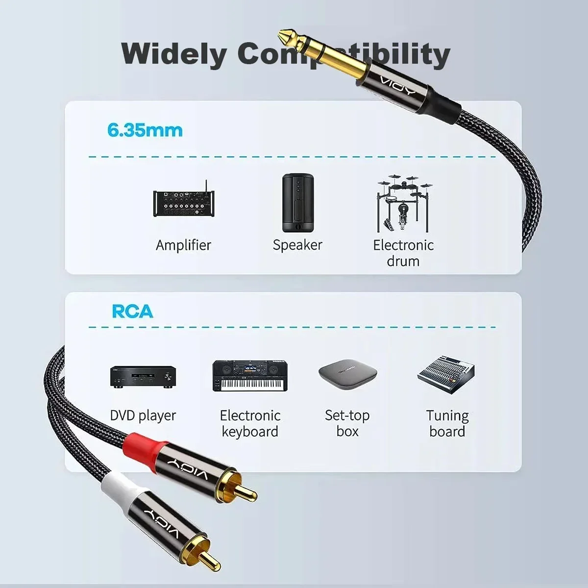 6.35mm To 2RCA Cable 1/4Inch M - đánh giá và giá Audio Splitter Y